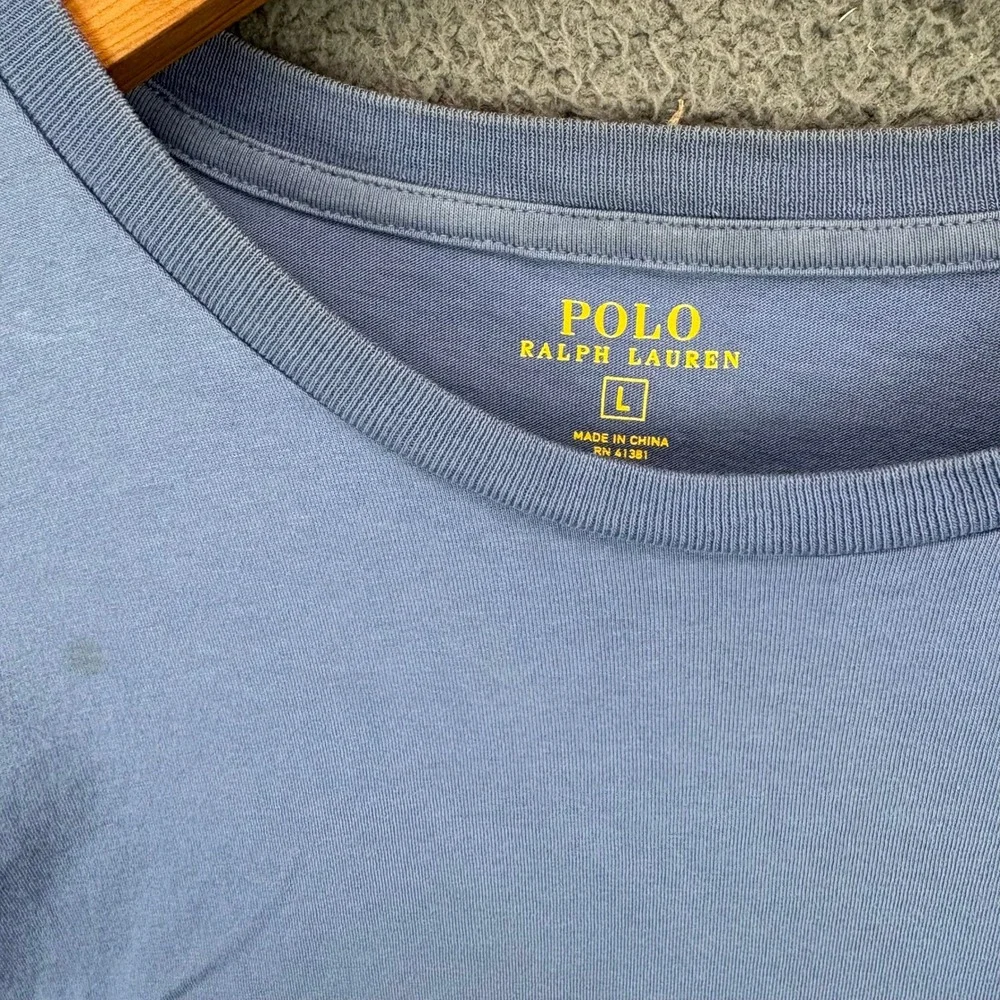 Polo Ralph Lauren Mens Long Sleeve Pocket T-Shirt Blue Size Large Crew Neck Logo